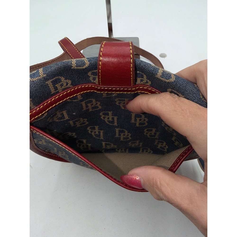 Dooney & Bourke Vintage Monogram Denim Leather Crossbody Bag Blue Red J92050 - Picture 13 of 15